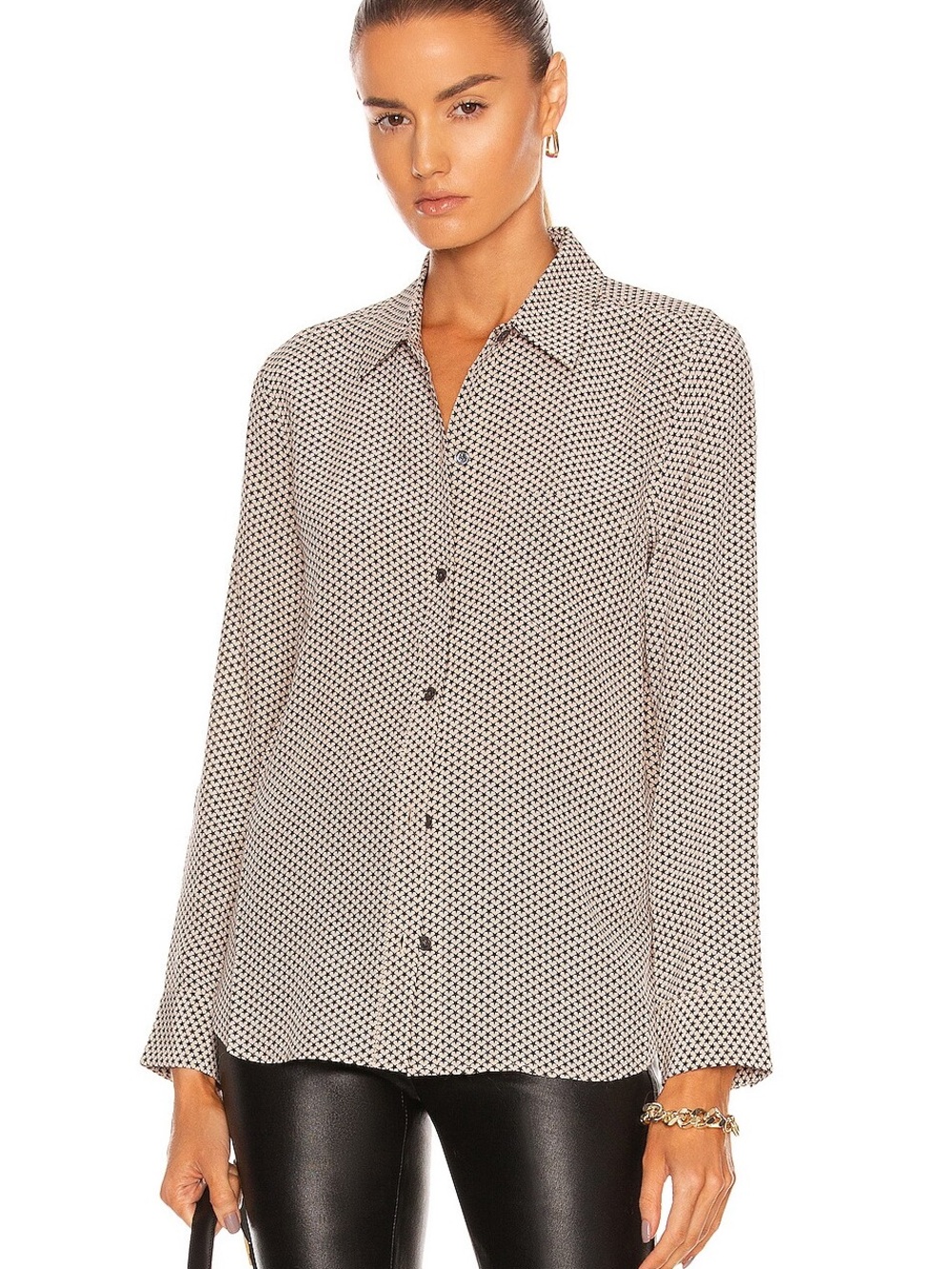Equipment Cream and Black Geometric Button-Down Shirt — 80% OFF MSRP!!!